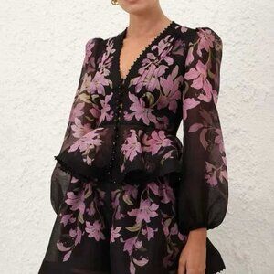 ZIMMERMAN A-line Mini Dress with 3/4 Sleeves